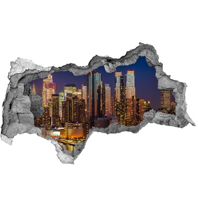 Autocollant à effet 3d trou Panorama nocturne de la ville