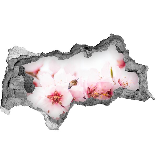 Sticker trou dans le mur Fleurs de cerisier avec une abeille