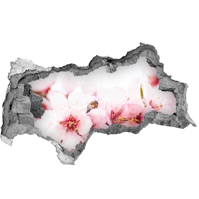 Sticker trou dans le mur Fleurs de cerisier avec une abeille