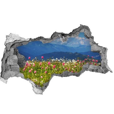 Autocollant à effet 3d trou paysage de montagne floral