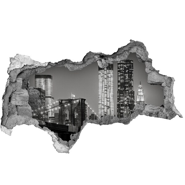 Sticker trou dans le mur Le pont de Brooklyn la nuit