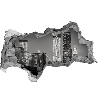 Sticker trou dans le mur Le pont de Brooklyn la nuit