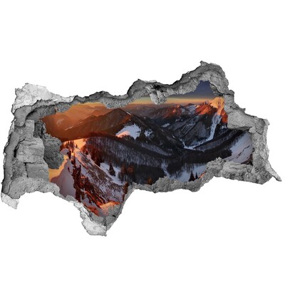 Sticker trou dans le mur paysage de montagne hivernal