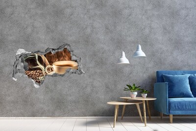 Sticker trou dans le mur Café et grains de café