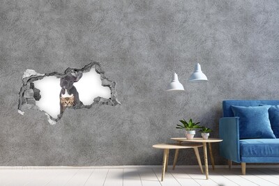 Autocollant à effet 3d trou Des animaux mignons derrière le mur