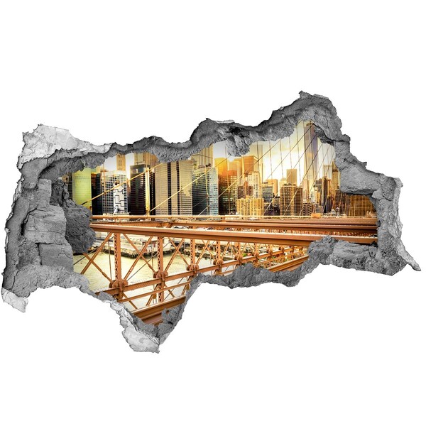 Sticker trou dans le mur Le pont de Brooklyn au coucher du soleil