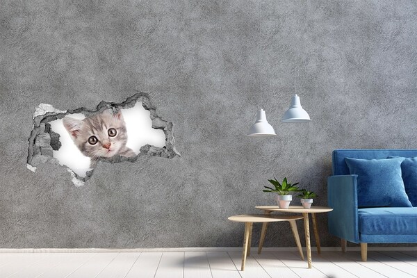 Sticker trou dans le mur Chaton dans un trou dans le mur
