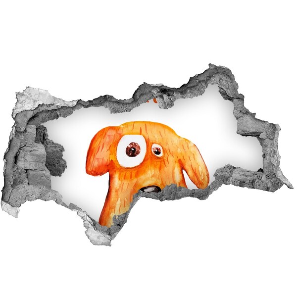 Autocollant à effet 3d trou Chien dans un trou dans le mur