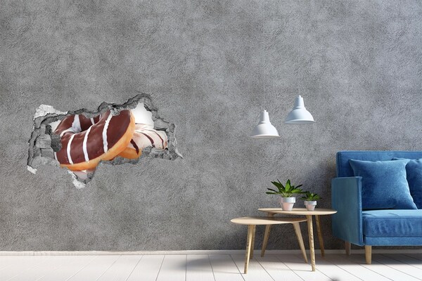 Sticker mural effet trou 3d Beignets au chocolat chez Hole in the Wall