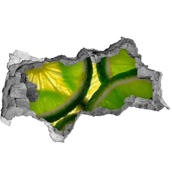 Sticker trou dans le mur Citrons verts juteux dans un trou dans le mur