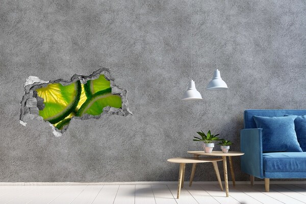 Sticker trou dans le mur Citrons verts juteux dans un trou dans le mur