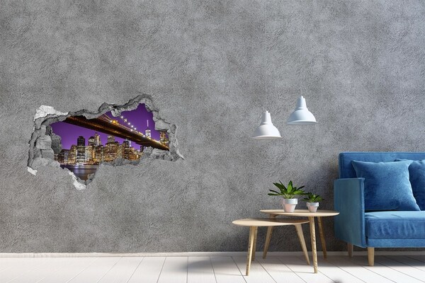 Autocollant mural trou Le pont de Brooklyn la nuit