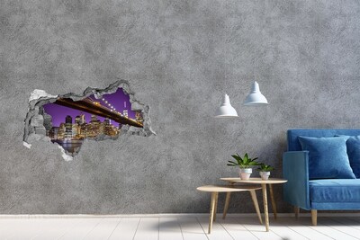 Autocollant mural trou Le pont de Brooklyn la nuit