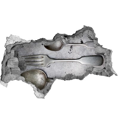 Sticker mural effet trou 3d Un mur délabré donnant sur les couverts