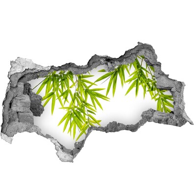 Autocollant à effet 3d trou Du bambou vert à travers un trou dans le mur