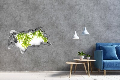 Autocollant à effet 3d trou Du bambou vert à travers un trou dans le mur