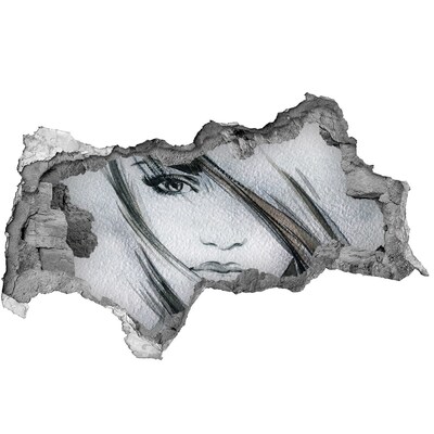 Sticker trou dans le mur Portrait dans un mur en ruine