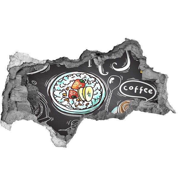 Autocollant à effet 3d trou Petit-déjeuner rétro