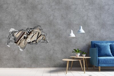 Sticker mural effet trou 3d Atelier de coiffure