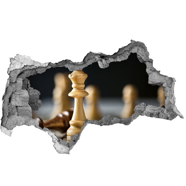 Autocollant mural trou Jouer aux échecs à travers un trou dans le mur