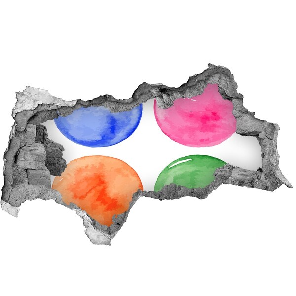 Autocollant mural trou Des boules colorées dans un trou dans le mur