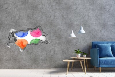 Autocollant mural trou Des boules colorées dans un trou dans le mur