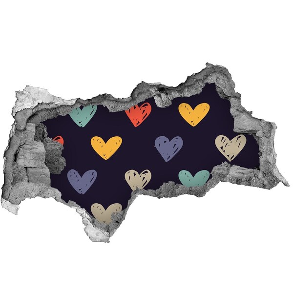 Sticker mural effet trou 3d Cœur sur le mur