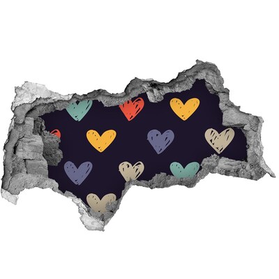 Sticker mural effet trou 3d Cœur sur le mur