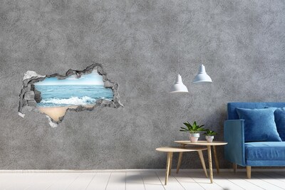 Sticker mural effet trou 3d Vue sur la plage