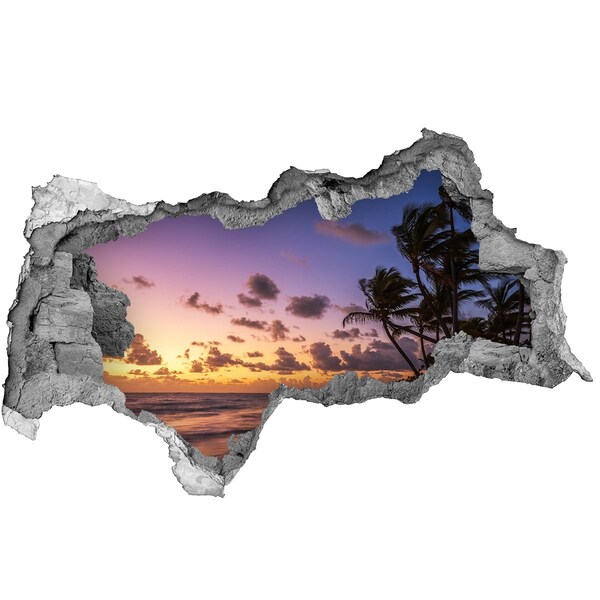 Autocollant à effet 3d trou Coucher de soleil sur la plage béton