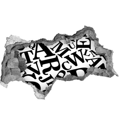 Sticker mural effet trou 3d Lettres brisées sur le mur