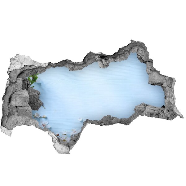 Autocollant à effet 3d trou Ciel bleu derrière le mur en ruine