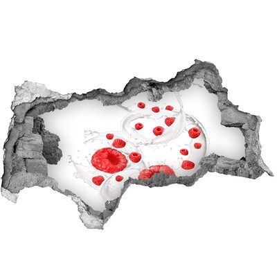 Sticker trou dans le mur Explosion de framboise dans le lait