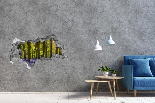 Autocollant à effet 3d trou Forêt au printemps béton