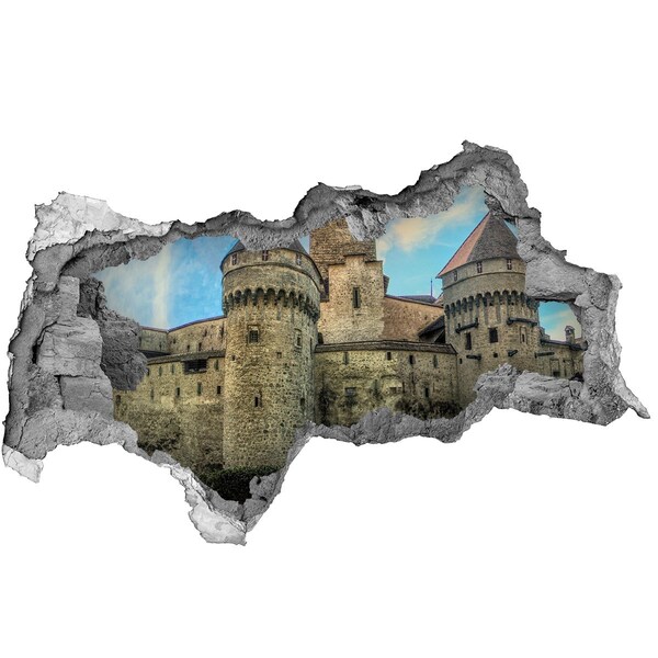 Autocollant à effet 3d trou Un château en ruines