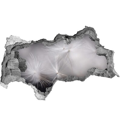 Sticker mural effet trou 3d Pissenlits dans le béton