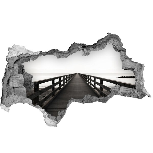 Sticker mural effet trou 3d Jetée en bord de mer