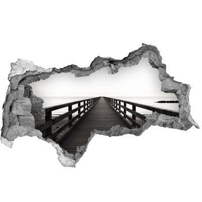 Sticker mural effet trou 3d Jetée en bord de mer