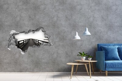 Sticker mural effet trou 3d Jetée en bord de mer