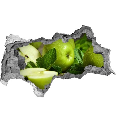 Autocollant à effet 3d trou Pommes vertes dans le jardin