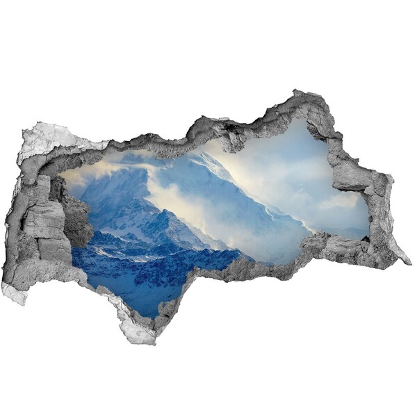 Sticker mural effet trou 3d Sommet de montagne béton