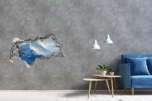 Sticker mural effet trou 3d Sommet de montagne béton