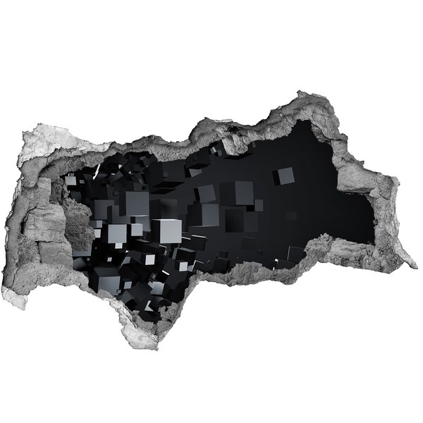 Sticker mural effet trou 3d Cubes noirs dans l'espace 3D