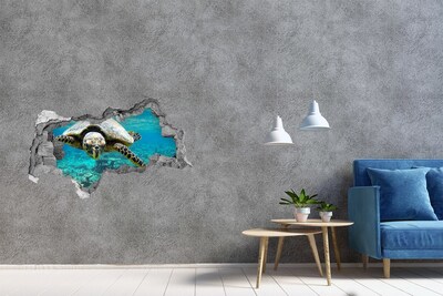 Autocollant mural trou Tortue marine dans un paradis sous-marin