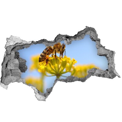 Autocollant mural trou Abeille sur une fleur béton