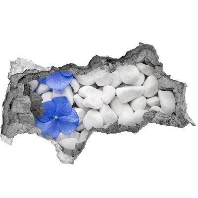 Sticker trou dans le mur Galets de plage avec une touche de bleu