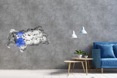 Sticker trou dans le mur Galets de plage avec une touche de bleu