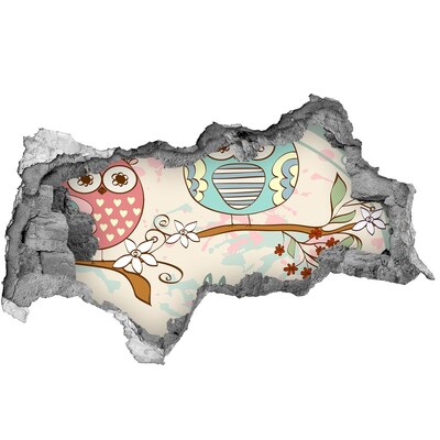 Autocollant mural trou Hibou dans un trou dans le mur