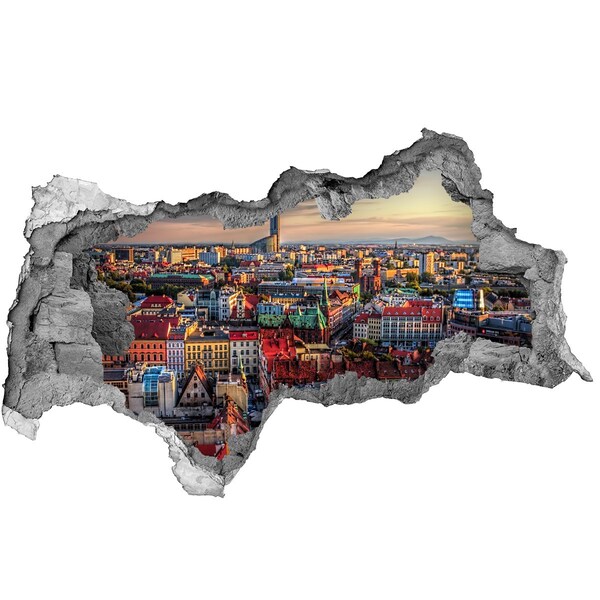 Autocollant à effet 3d trou Vue aérienne de la ville