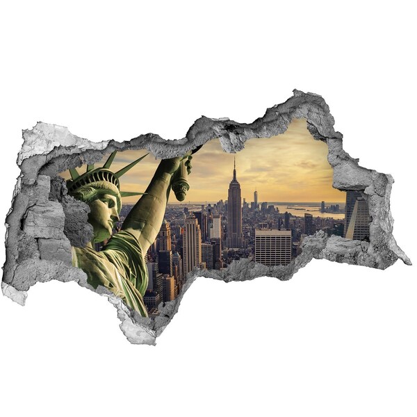 Sticker trou dans le mur New York avec vue sur la Statue de la Liberté